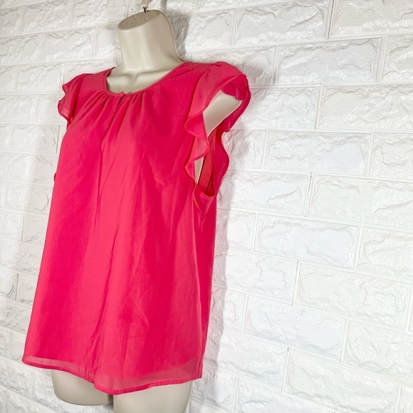 J. Crew flutter sleeve keyhole top in guava - Picture 5 of 9